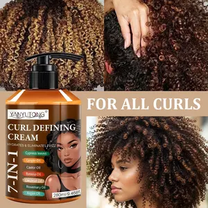 7-in-1 Curl Defining Cream (280ml) – Argan Oil Hydrating Hair Styling Balm for Waves/Coils/Curls | Long-Lasting Hold, Frizz Control, Heat Protection & Color Safe | Shine-Enhancing Curly Hair Moisturizer
