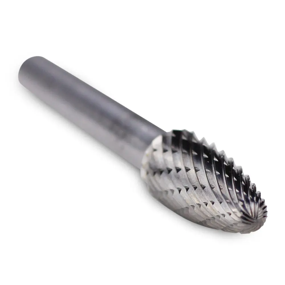 Rounded Tree Carbide Burr, Double Cut - 1/4" Shank