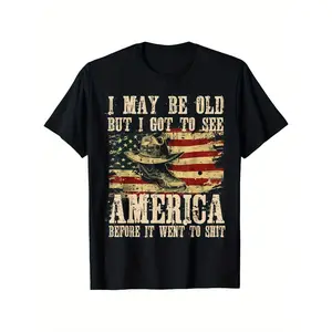 Though I am old, I have witnessed the years before America's glory, Cool Cowboy On-Site T-Shirt, 250th Anniversary Commemorative Shirt of the United States (1776-2026), T-Shirt for the 250th Anniversary Celebration of the Founding of the United States