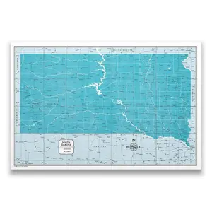Push Pin South Dakota Map (Pin Board) - Teal Color Splash