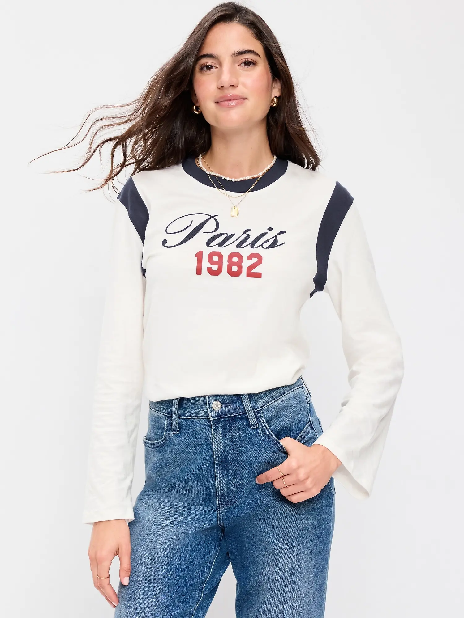 Old Navy Women's EveryWear Long-Sleeve Graphic T-Shirt