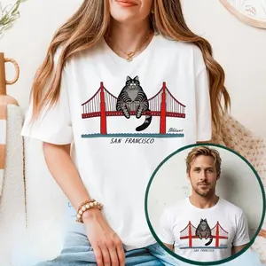 Project Hail Mary 2026 T-Shirt, Ryan Gosling Inspired Graphic Tee, Kliban Cat Golden Gate San Francisc0 Design, Sci-Fi Movie Fan Shirt, Unisex Gift