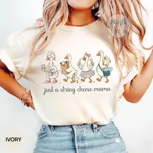 Comfort Colors Just A String Cheese Mama Shirt, Mother's Day Gift, Trendy Motherhood Graphic Tee, Funny Silly Goose Mom T-Shirt