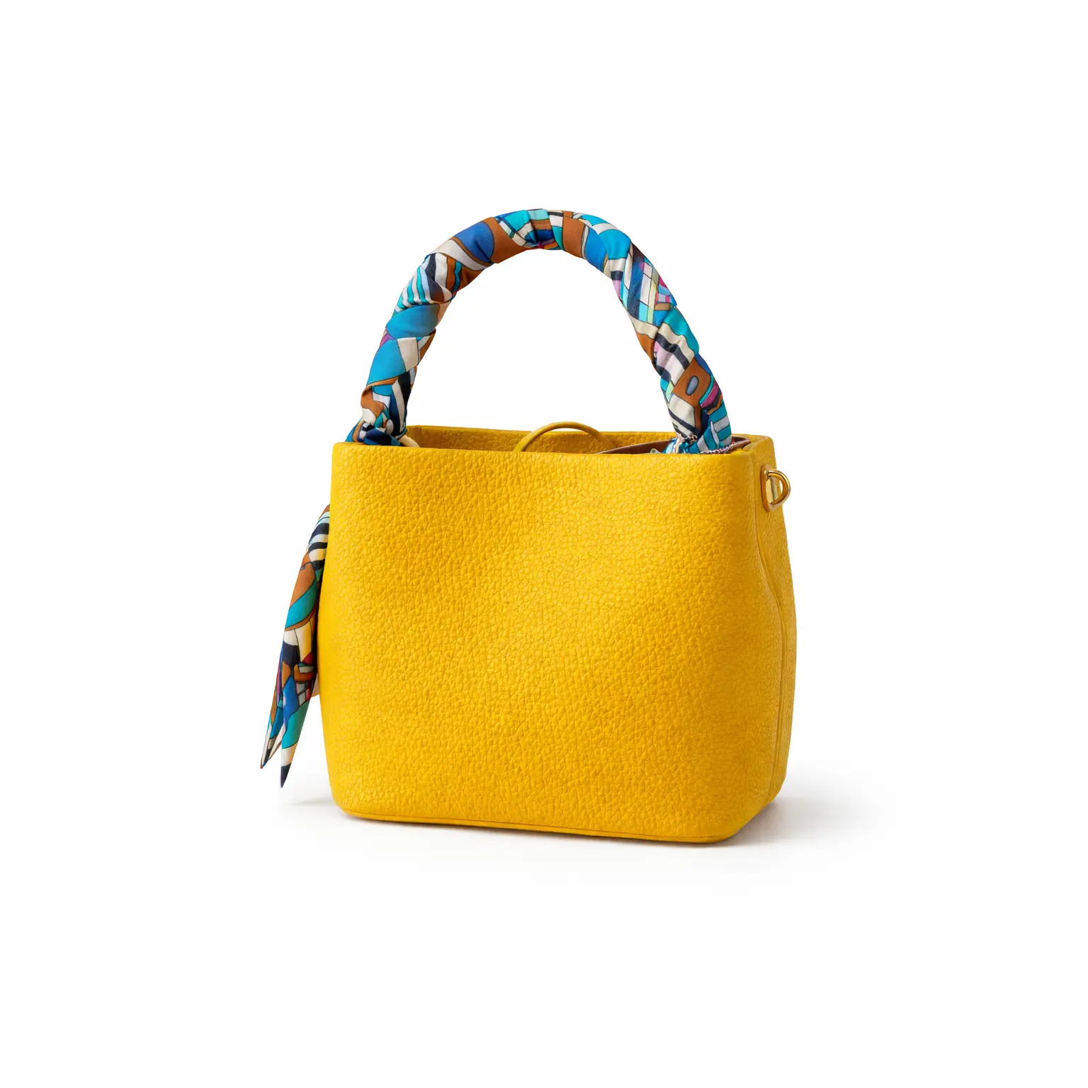 Bellami Structured Bucket Bag with Silk Scarf – Multiple Colors