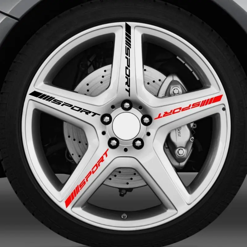 SPORT Car Wheel Hub Stickers Waterproof Tire Styling Decal PVC Decoration Fashion Automobile Tyre Sticker Exterior Accessories