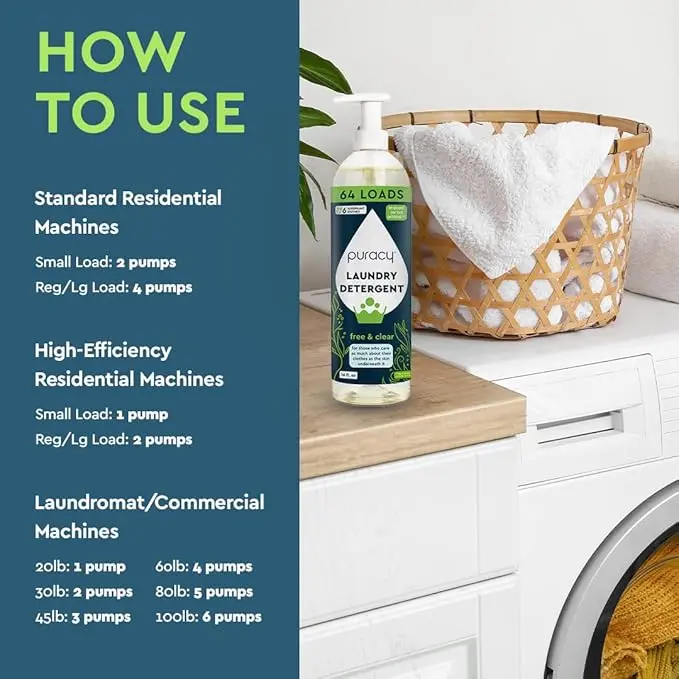 Puracy Liquid Laundry Detergent Concentrate, Natural-based and Ideal ...