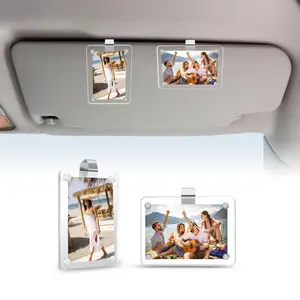 2 sets of car sunshade photo frame holders, acrylic snap-on clips, universal compatible type, 3.5x2.3 inch frame, suitable for decorating cars for couples, families and pets (only the frames are for sale)