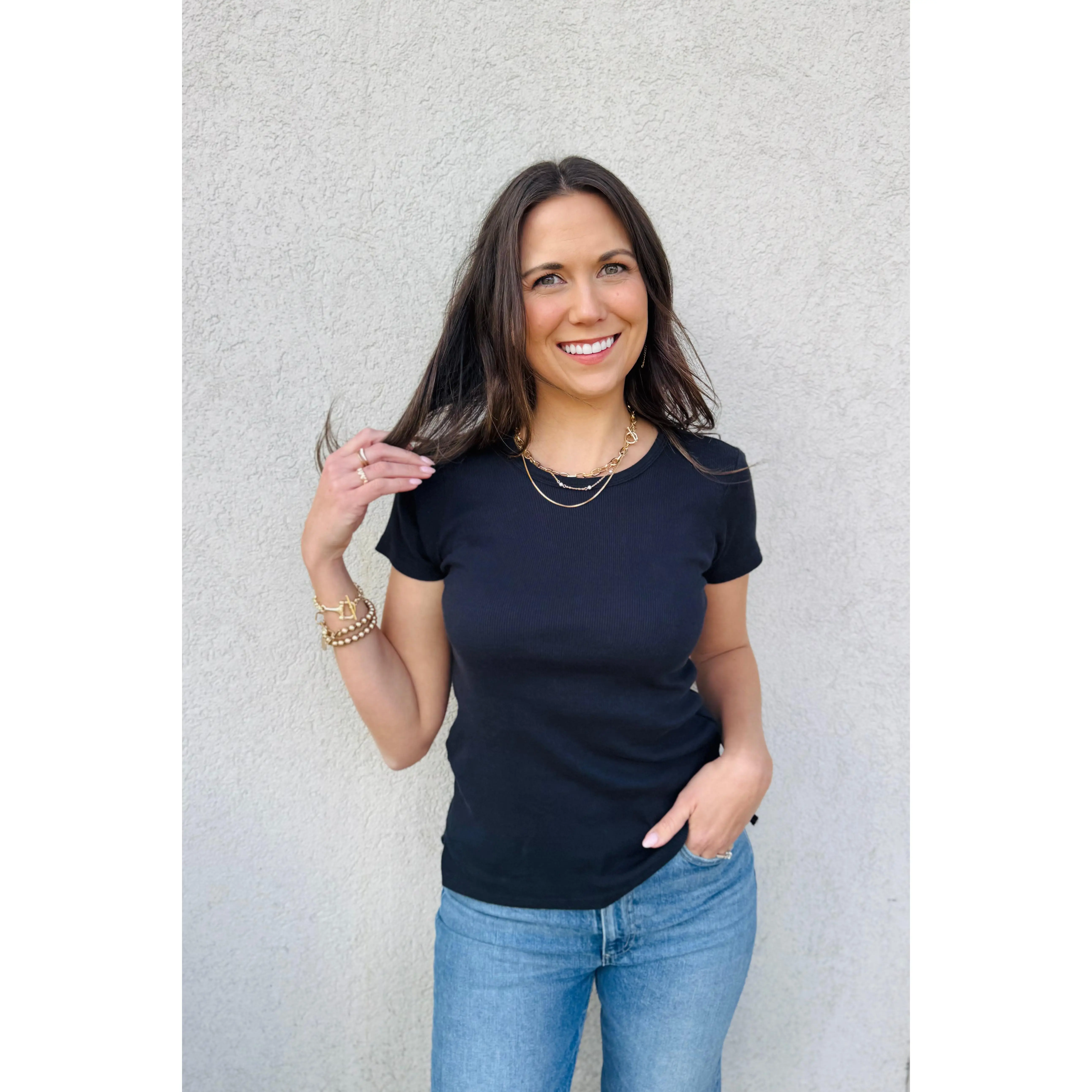 Rowan Rib Tee-Washed Black