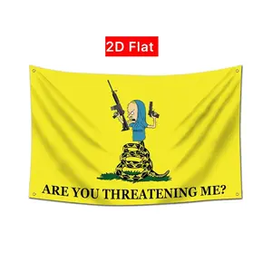2D Flat Banner 1pc, Threat Flag for University Dorm Room Wall Bedroom Living Room, Includes 4 Padding Rings, Pull-Flag Banner, No Power Needed