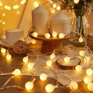 Camping Ball String Lights, Wedding Festival Decoration, Outdoor String Lights, LED Ball String Lights, Battery Box Included
