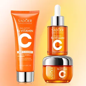 【BUY 1 GET 2 FREE】5X Vitamin C  3-Piece Skincare Set: 5X Vitamin C Face Wash+5X Vitamin C Face Serum+5X Vitamin C Face Cream. Moisturizing, Hydrating and Cleansing,  For All Skin Types, Ideal Gift for Women.