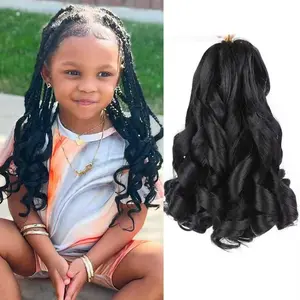 French Curl Braiding Hair 8 Inch Curly Braiding Hair Pre Stretched 8 Packs French Curl Crochet Braids for Box Braids with Curly Ends for Black Women (8 Inch,1B)