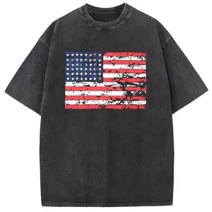 Holafish Acid Wash Shirts Oversized Half Short Sleeves Casual Women Letter America Printed Graphic Tee Comfortable Fit Summer Womenswear Memorial Day Streetwear Everyday Crewneck Top Piece Style T-Shirt