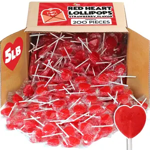 A Great Surprise Red Heart Lollipops  5 lb Bulk (200 ct)  Individually Wrapped Candy for Camp Rewards