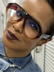 Women's Aviator Frame Glasses, Cute Gradient Fashion Anti-Blue Light Eyewear, Metal Frame, Perfect for Daily Wear, Street Style, Travel