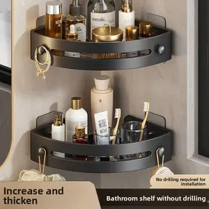 No Drill Bathroom Corner Shelf, Wall Mounted Triangle Storage Rack for Shower and Bathroom, Easy Installation No Punching Required, Bathroom Organizer Supplies