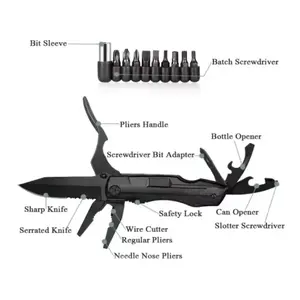 Multifunctional Folding Pliers Tool – Portable Screwdriver, Knife &amp; Bottle Opener Combo with Screw Bit Attachments