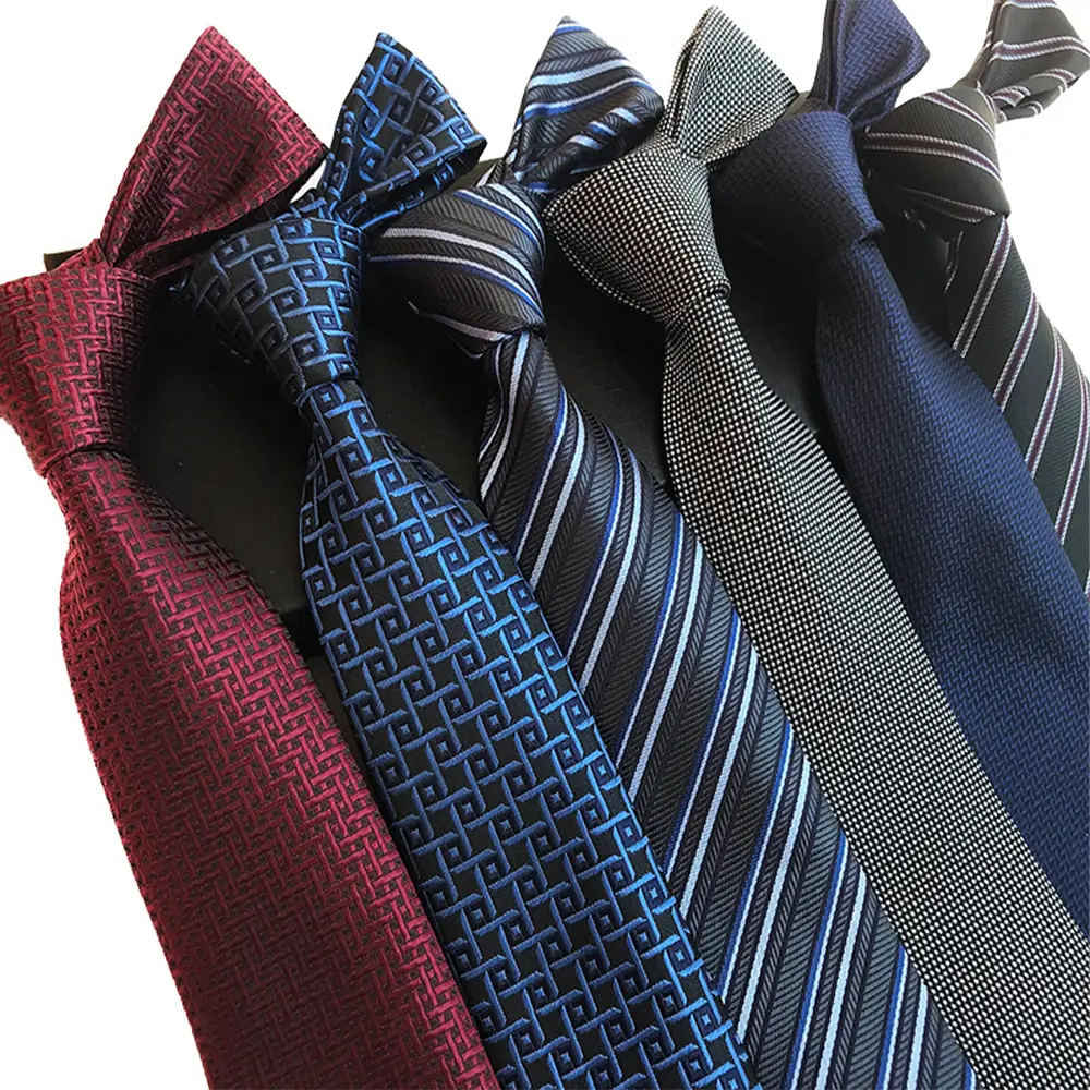 6 piece Classic Men's Necktie Adjustable Mens Tie Cotton Stripe Skinny Ties Woven Jacquard Neck Ties for Business and Wedding