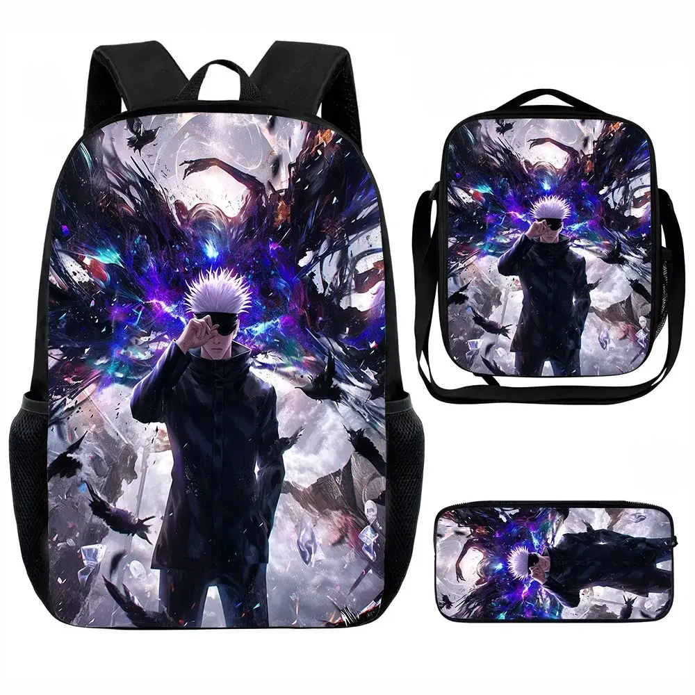 Jujutsu Kaisen Itadori Yuji Gojo Satoru Cartoon Backpack Crossbody Pencil Case Shoulder Bag Travel Knapsack Birthday Gifts