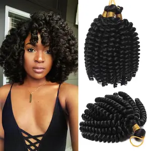 Ourwigs Jamaican Bounce Crochet Hair Bundle Set 8 inch Ringlet Wand Curl Crochet Hair Curly Pre Looped Crochet Braids Crochet Braiding Hair 6 Bundles (Pack of 6)