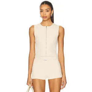 EAVES Zarina Sport Zip Tank in Oyster