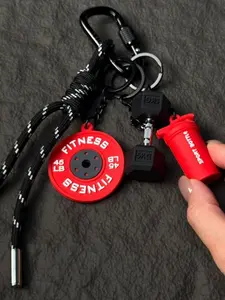 Detachable Dumbbell & Barbell Keychain Set, Wrist Strap Key Holder, Ideal Gift for Fitness Enthusiasts, DIY Bag Decor Accessories, Keychain Gym