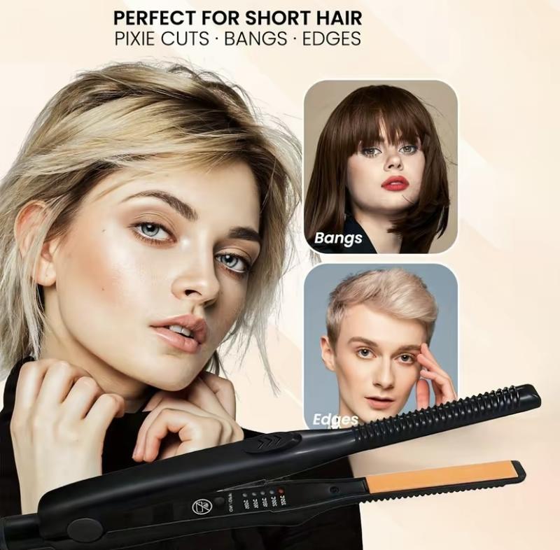 【Renhui】Professional Adjustable Hair Straightener, US Plug LCD Display Hair Straightening Flat Iron Hair Styling Tool for Salon & Barber Shop, Winter Gift