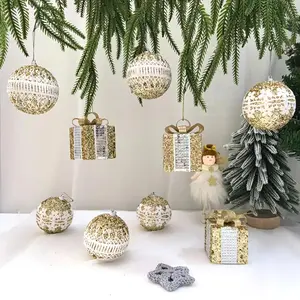 Glam Style Plastic Christmas Ornaments, 3.15 Inch Round Hanging Decorations for Weddings, Engagements, Holidays & More
