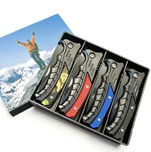 4-Piece Folding Pocket EDC Tools - High-Quality Stainless Steel Blades, Non-Slip Handles, Travel-Friendly Portable Gear for Camping, Hiking, Everyday Carry g-10