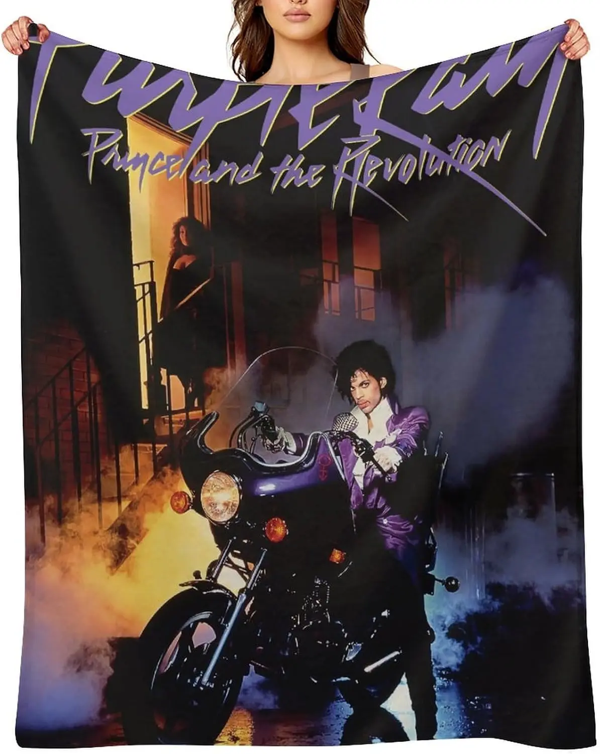 Fleece Blanket 280GSM Luxury Bed Blanket Anti-Static Fuzzy Soft Blankets Graphic Hip Hop for Punk Purple Music Prince Rain Throw 50"x60"