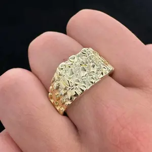 Fresco 14k Gold Nugget Ring Real Gold Plated Jewelry Gift for Men/Woman No Fade Same Day Shipping Crazy Sale Today Only