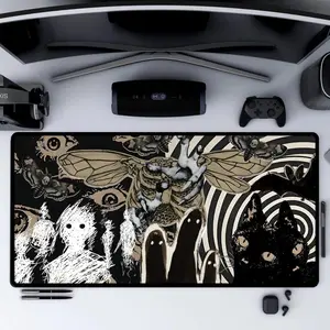 Surreal Gothic Mouse Pad Dark Aesthetic Desk Mat Alt Horror Vibe Decor for Gamers Moths Pad Witchcore Girl Gift Dark Cottagecore Mat