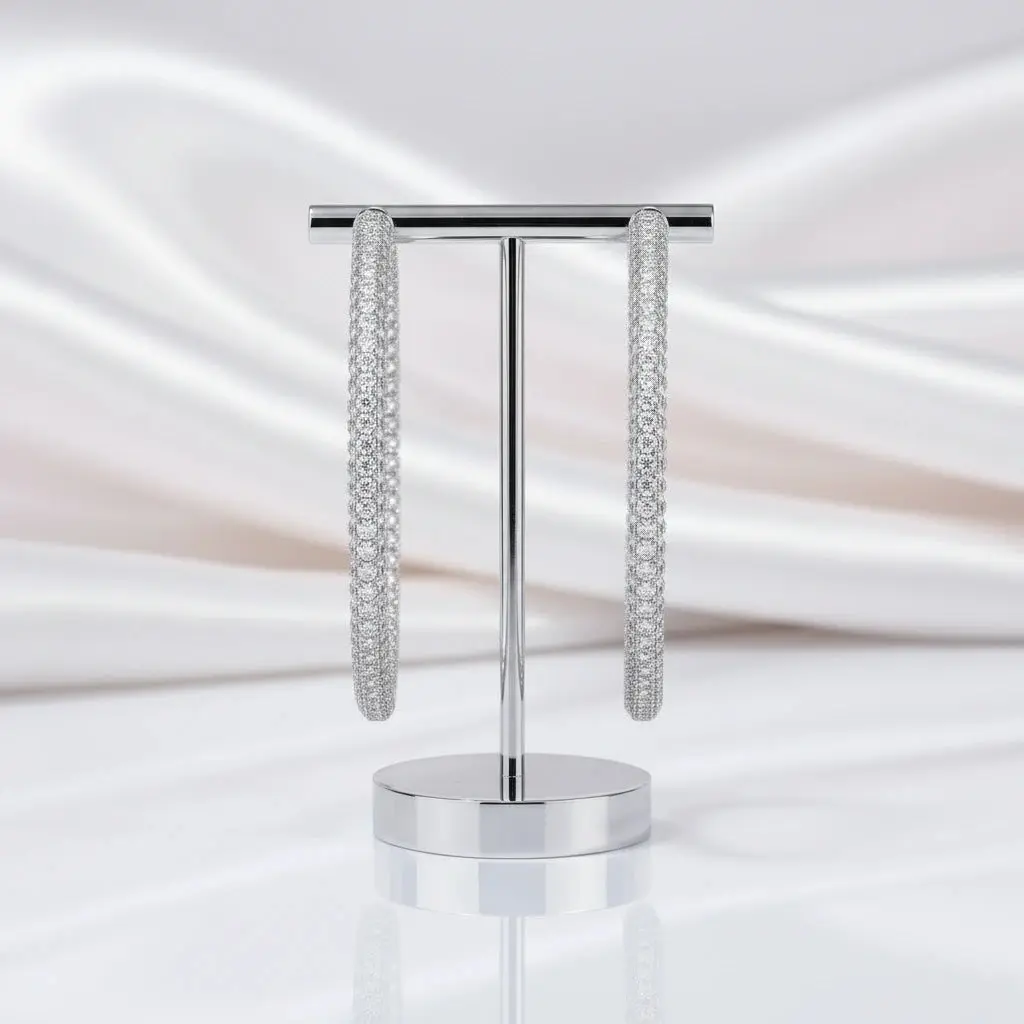 Sparkling Round Cut Diamond Option Hoop Earring