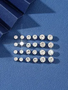 Summer Fashion Rhinestone Stud Earrings, Geometric Design Earrings, 12 Pairs of Delicate Unisex Earrings, Trendy Accessories for Parties and Daily Outfits, Perfect Gift