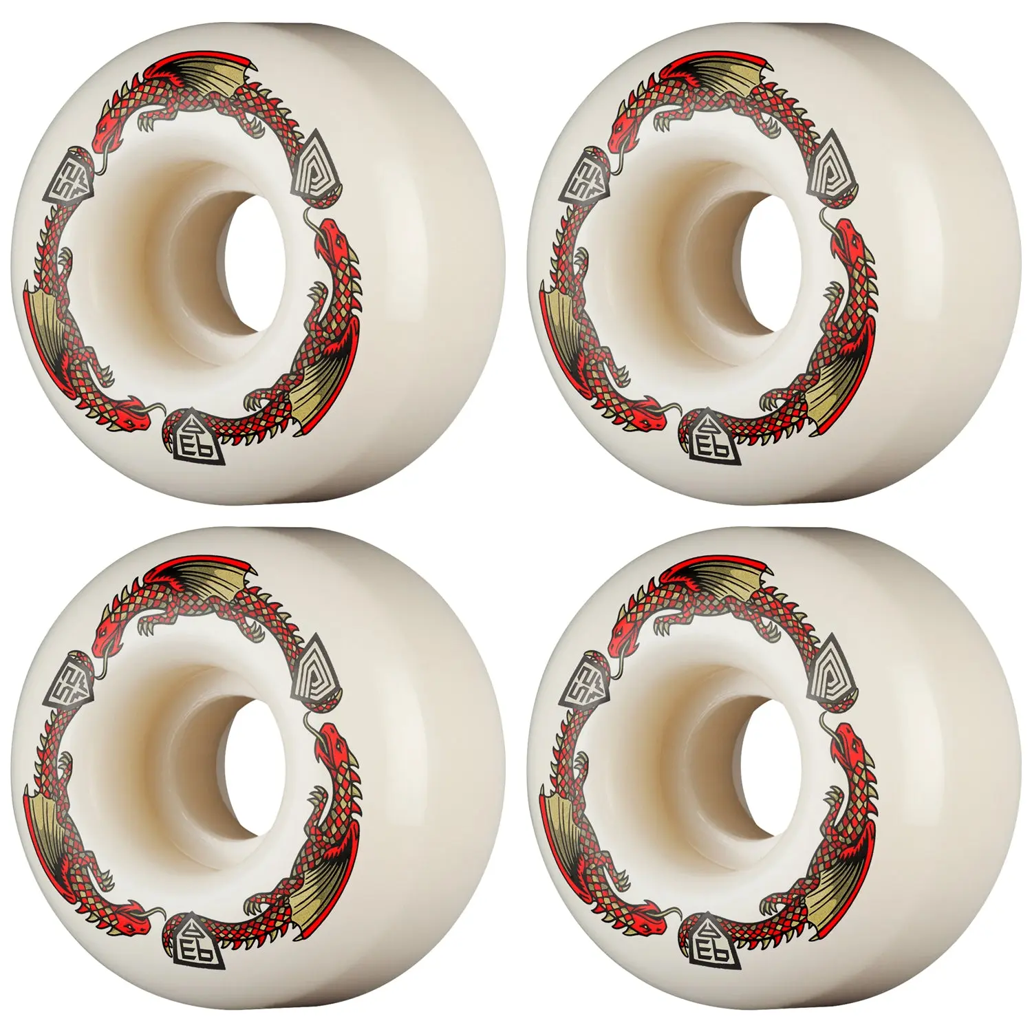 Powell Peralta Skateboard Wheels 52mm x 31mm Dragon Formula 93A V1 Shape Off White
