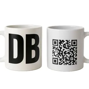 DB Design Dad Bod Coffee Mug with QR Code - White Ceramic Tumbler for Reusable Beverages & Drinkware