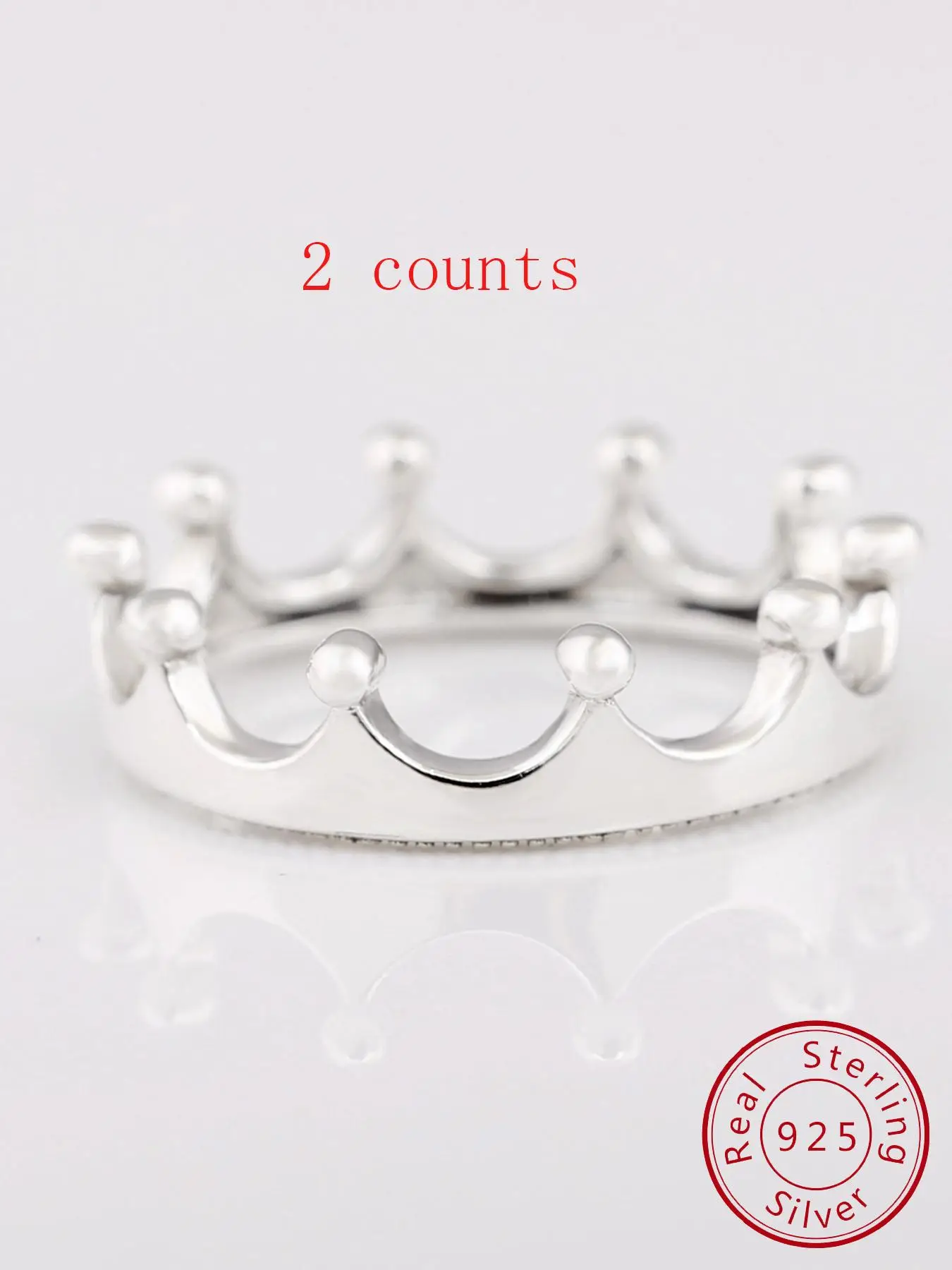 S925 Sterling Silver Crown Design Ring, Fashion Accessories for Women & Girls, Trendy All-match & Exquisite Jewelry for Birthday Gift