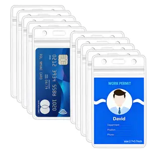 5/10/20 Pcs Vertical Clear ID Badge Holders, ID Card Holders，4x3 Inch Waterproof PVC Plastic Badge Holders with Resealable Zip, Fits RFID/Proximity/Badge Swipe Cards, Credit Cards, Office, School, Events, Removable Cardholder