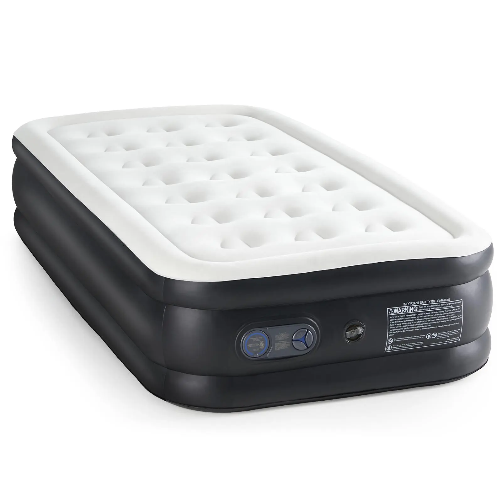 Air Mattress - 16"/18"/22" Inflatable Blow Up Mattress Airbed with Built-in High Capacity Pump, Double Height, Adjustable, Non-Slip Bottom Design