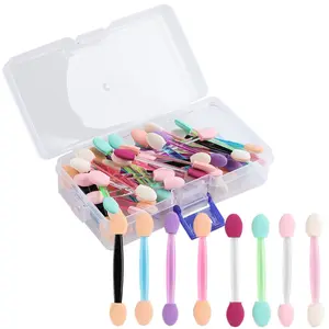Disposable Eyeshadow Applicators, 100PCS Chrome Nail Powder Applicator Brush, Dual Side Eye Shadow Sponge Sticks, Nail Glitter Powder Pigment Pen Brush, Nail Art Applicator Tools Makeup Cosmetic