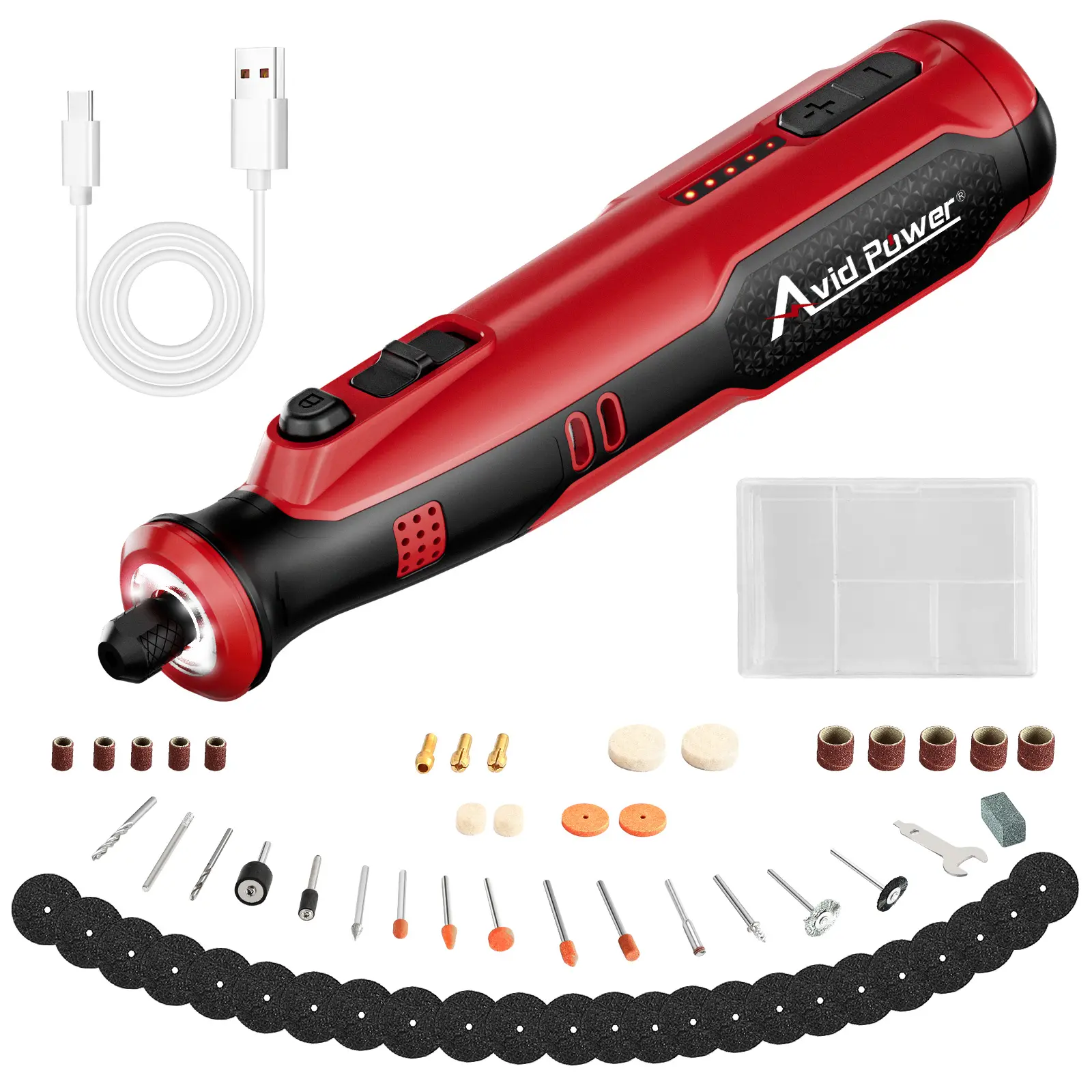 AVID POWER Cordless Rotary Tool 8V Rechargeable Grinding Tool for Dog Nail, 5 Speeds, 60 Pcs Accessories for Carving, Engraving, Sanding, Polishing and Cutting