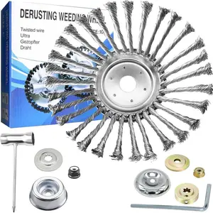 10 Inch Unbreakable Wired Trimmer Blade, Steel Wire Cutter Trimmer Head, Wire Rotary Brush Weed Trimmer Head, Weed Eater Head with Adapter Kit for Moss Grass Rust Removal