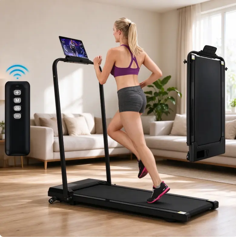 6.2MPH Treadmill with 3-Level Incline, Flat/Incline Modles, Remote Control, 2.5HP Quiet Motor, Wheels for Easy Moving, Stable 2-in-1 Running Machine for Home and Office with LED Display for Walking Jogging and Running