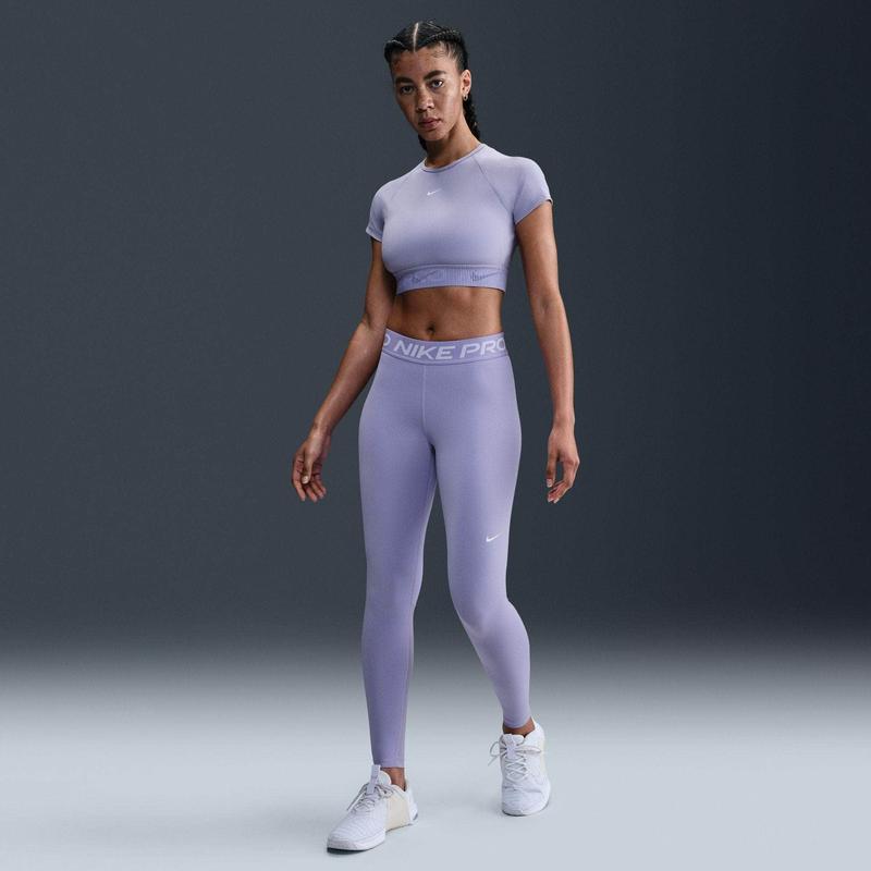 Nike Pro Mid-Rise Mesh-Paneled Leggings - Women's Tight Sports Yoga Wear