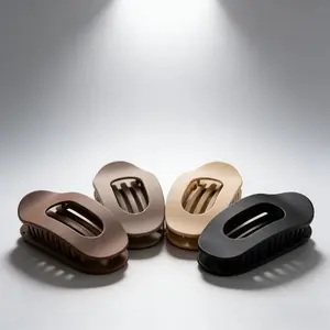 Simple Solid Color Oval Hair Claws for Women – Large Flat No-Mark Clips for Everyday Wear, 4-Pack & 6-Pack, Ideal Gift for Her