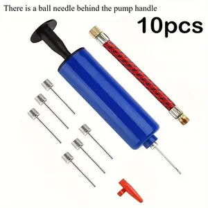 10-Piece Soft Tube Ball Pump Set, Manual Portable Air Pump for Basketball Soccer Volleyball Bike Tires Inflatable Mattress, Outdoor Camping Sports Accessory