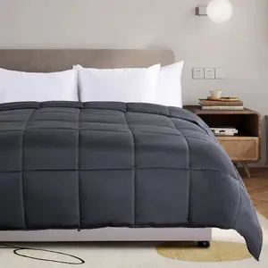 Cooling Lightweight Queen Comforter, Organic Viscose from Bamboo Duvet Insert, Summer Bedding Blanket Cool for Hot Sleepers, 8 Corner Tabs Dark Grey(90"x 90")