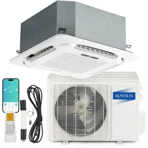 [ Father's Day Gift ]12000 BTU Smart WIFI Ceiling Cassette Ductless Mini Split AC/Heating System with Inverter, 24 SEER2 Concealed Ceiling Cassette Air Conditioner , Pre-Charged Condenser, Heat Pump & Installation
