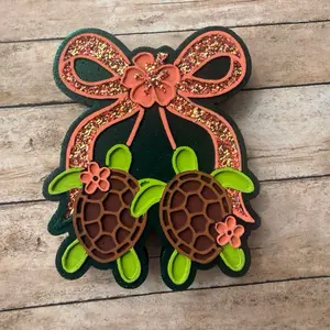 Turtle pair bow car freshie air freshener summer glitter