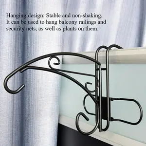 Garden Scroll Iron Hook, Corner Wall Mount Basket Lantern Holder, Multi-Functional Metal Hooks for Garden Decor, Durable and Versatile